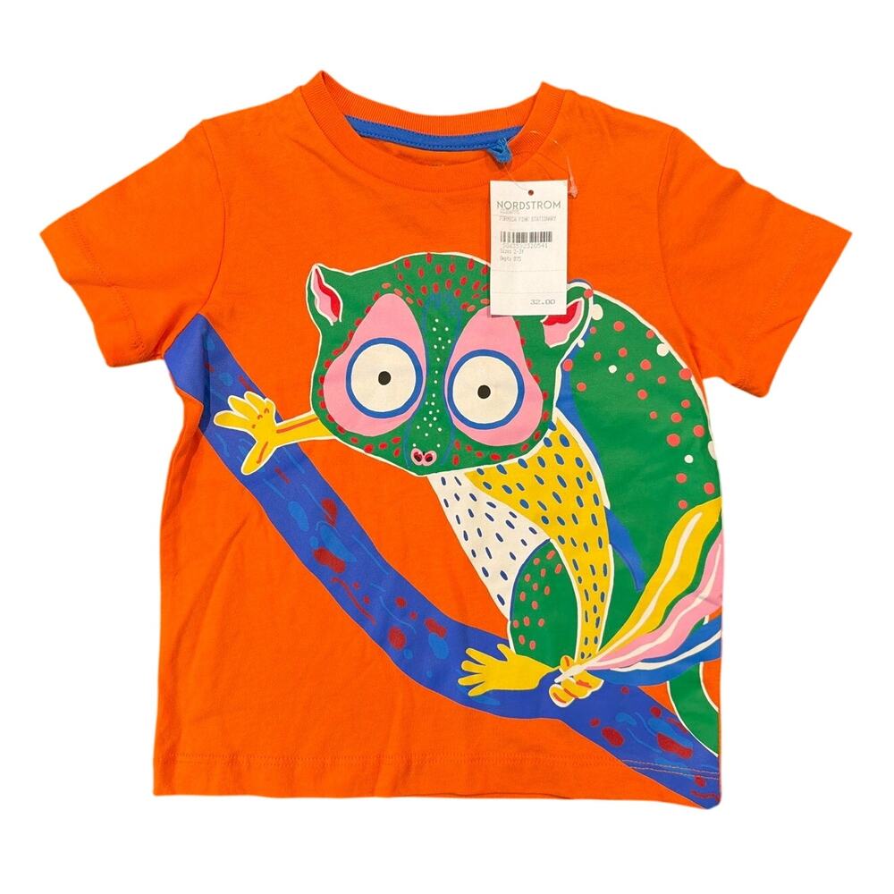 NWT Mini Boden Glow In The Dark Owl T Shirt Orange Kids Size 2/3